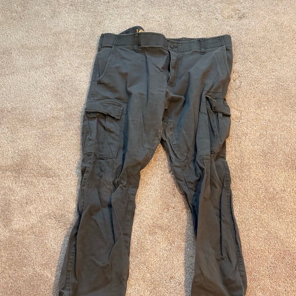 Lee Gray Cargo Pants Straight Leg Utility